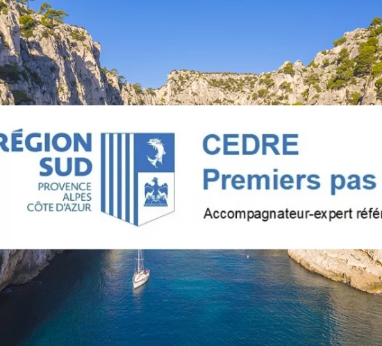 Image de la région Sud et au premier plan logo du programme CEDRE